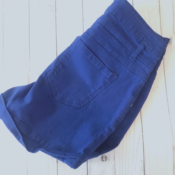 High Rise Cuffed Button Front Denim Shorts SZ 7 - Picture 6 of 8
